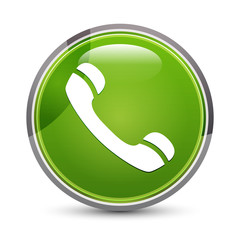 Phone icon elegant green round button vector illustration