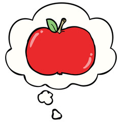 cartoon apple and thought bubble