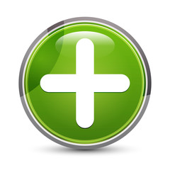 Plus icon elegant green round button vector illustration