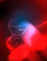 Neon glowing wave lines, blue hi-tech futuristic abstract background template