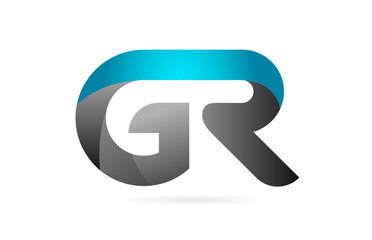 blue black alphabet letter GR G R combination logo icon design