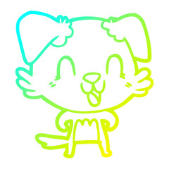 cold gradient line drawing laughing cartoon dog