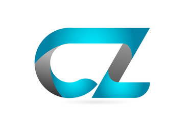 blue black alphabet letter CZ C Z combination logo icon design