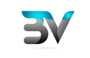 blue black alphabet letter BV B V combination logo icon design