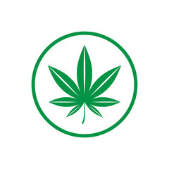 Cannabis Marijuana Leaf Icon Vector Illustration - Vector