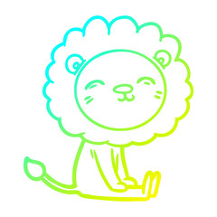 cold gradient line drawing cartoon lion