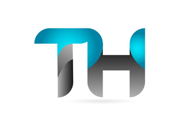 blue black alphabet letter TH T H combination logo icon design