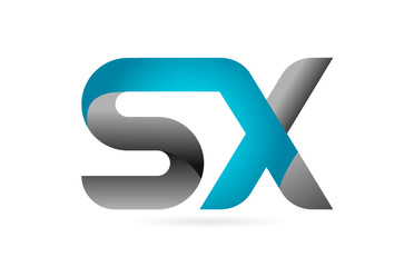 blue black alphabet letter SX S X combination logo icon design