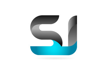 blue black alphabet letter SJ S J combination logo icon design