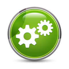 Settings process icon elegant green round button vector illustration