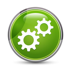 Settings process icon elegant green round button vector illustration