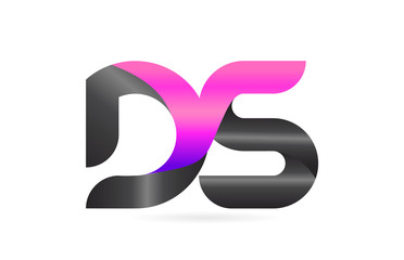 pink black alphabet letter DS D S combination logo icon design