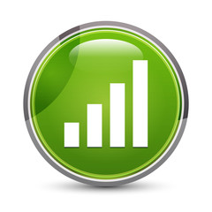 Statistics icon elegant green round button vector illustration