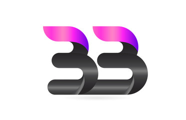 pink black alphabet letter BB B B combination logo icon design