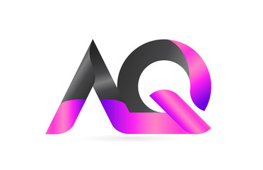 pink black alphabet letter AQ A Q combination logo icon design