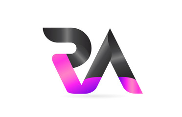 pink black alphabet letter RA R A combination logo icon design