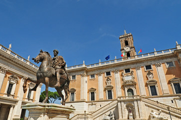 Obraz premium Roma, piazza del Campidoglio - Statua di Marco Aurelio