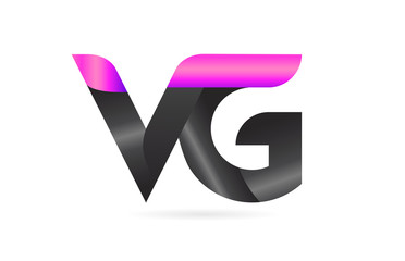 pink black alphabet letter VG V G combination logo icon design