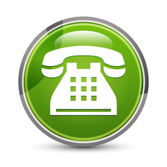 Telephone icon elegant green round button vector illustration