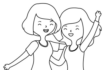 Teenager girls cartoons design vector illustrator