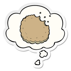 cartoon biscuit and thought bubble as a printed sticker