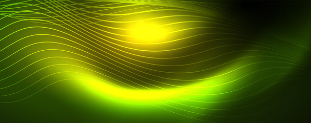 Shiny neon vector wave line abstract background, motion concept