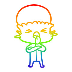 rainbow gradient line drawing disgusted cartoon alien