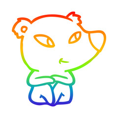 rainbow gradient line drawing cute cartoon bear