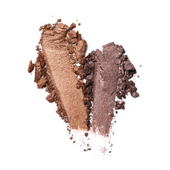 .Shiny smear of beige and brown eyeshadow