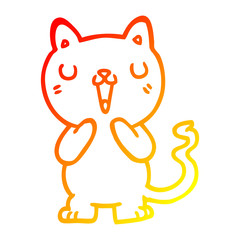 warm gradient line drawing cartoon cat