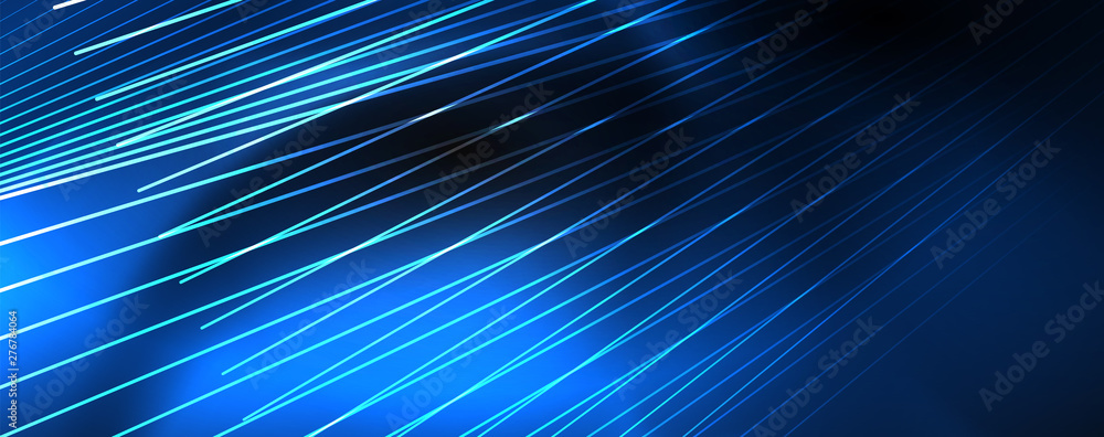 Poster shiny color neon light with lines, abstract wallpaper, shiny motion, magic space light. techno abstr