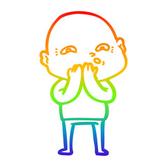 rainbow gradient line drawing cartoon nervous man
