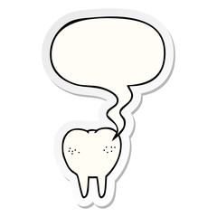 cartoon tooth and speech bubble sticker