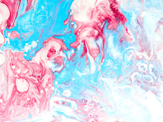 Blue and pink creative abstract hand painted background, marble texture