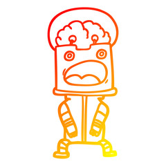 warm gradient line drawing cartoon robot