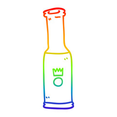 rainbow gradient line drawing cartoon bottle of pop