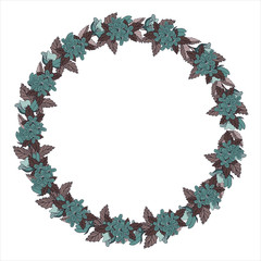 Wreath of flovers, can be used as greeting card, invitation card for wedding, birthday and other holiday and summer background