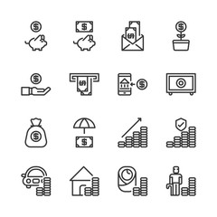 Saving money and investment icon set.Vector illustration.