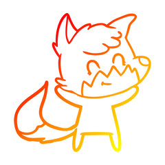 warm gradient line drawing cartoon happy fox