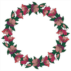 Wreath of flovers, can be used as greeting card, invitation card for wedding, birthday and other holiday and summer background