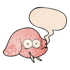 cartoon elephant face and speech bubble in retro texture style