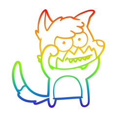 rainbow gradient line drawing cartoon grinning fox