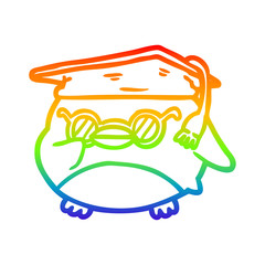 rainbow gradient line drawing clever old owl