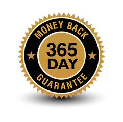 Simple yet powerful golden 365 day money back guaranteed badge.