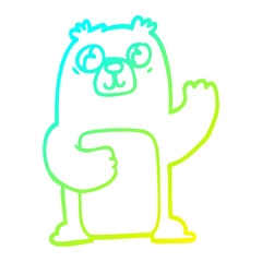 cold gradient line drawing cartoon wide eyed bear