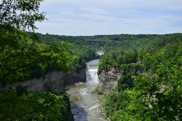 Upper and Middle Falls at Letchworth State Part New York