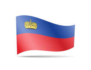 Obraz premium Waving Liechtenstein flag in the wind. Flag on white vector illustration