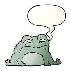 cartoon toad and speech bubble in smooth gradient style