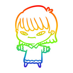 rainbow gradient line drawing cartoon woman