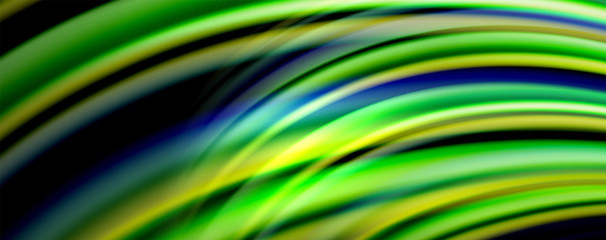 Fluid color waves with light effects, vector abstract background